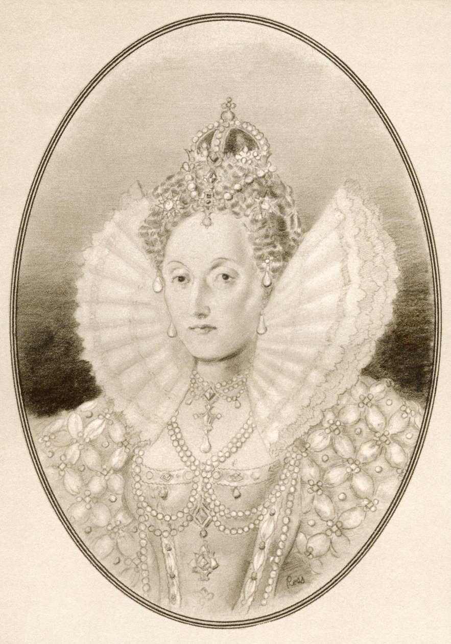 Elżbieta I, aka The Virgin Queen, Gloriana lub Good Queen Bess, z Living Biographies of Famous Rulers. autorstwa Ross Gordon