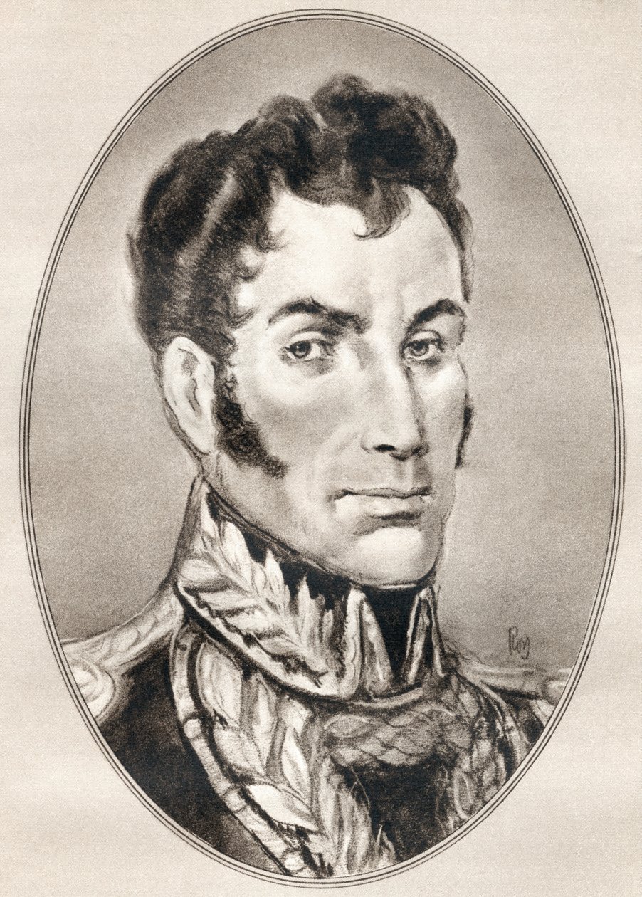 Simon Jose Antonio de la Santusima Trinidad Bolivar Palacios Ponte y Blanco, z Living Biographies of Famous Men. autorstwa Ross Gordon