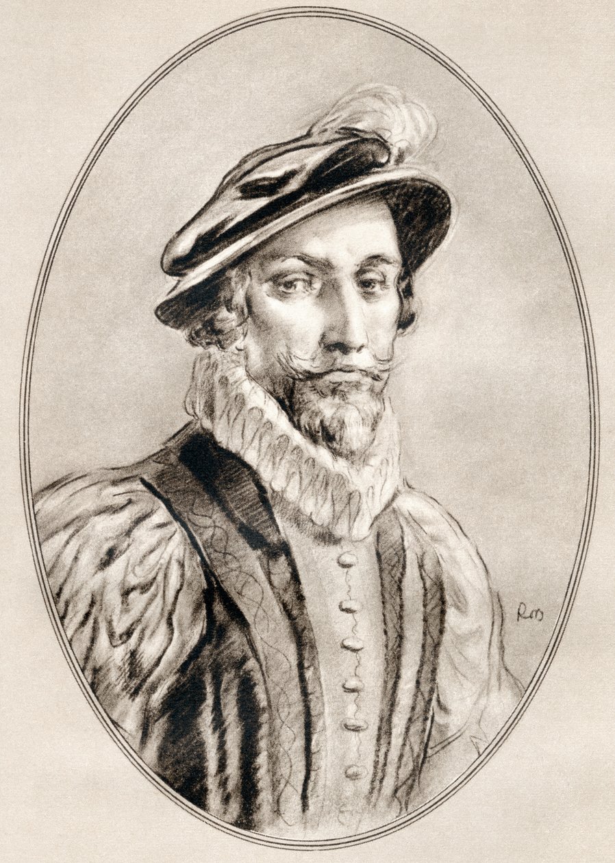 Sir Walter Raleigh, z „Żywych biografii sławnych mężczyzn”. autorstwa Ross Gordon