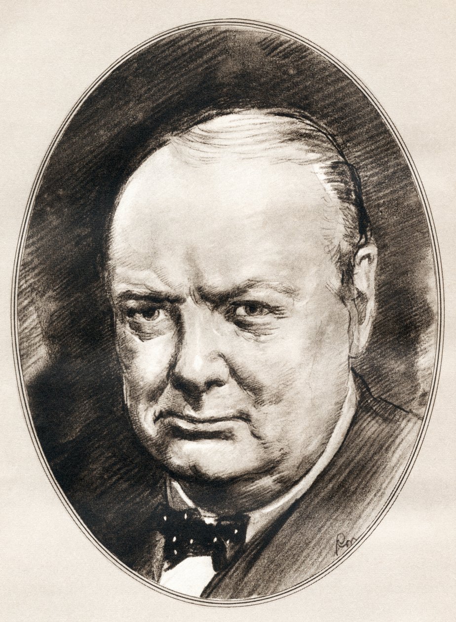 Sir Winston Leonard Spencer-Churchill, z „Żywych biografii słynnych mężczyzn”. autorstwa Ross Gordon