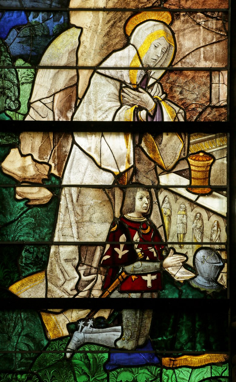 Okno przedstawiające św. Marię Magdalenę i darczyńcę Jean le Picart de Radeval autorstwa Rouen School