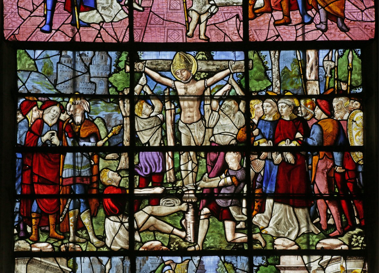 Okno przedstawiające męczeństwo św. Denisa, fragment z 2921672 autorstwa Rouen School