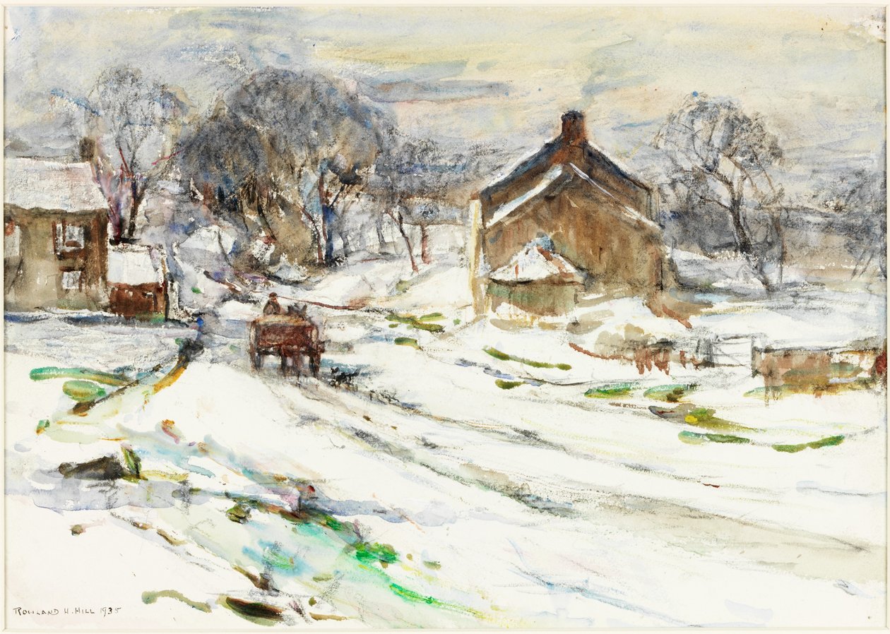 Ellerby - Zima (ołówek i akwarela na papierze naklejonym na kartę) autorstwa Rowland Henry Hill