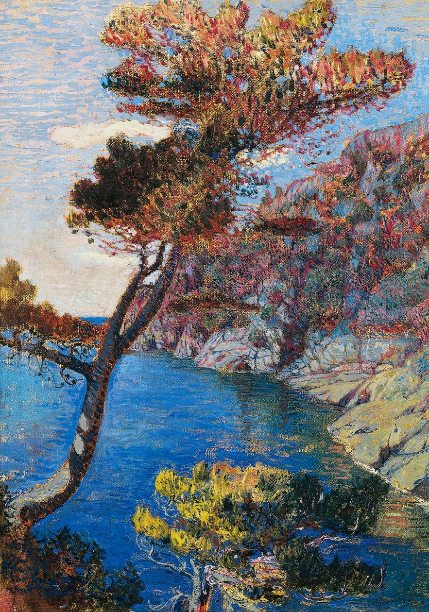 Portofino, reż. Rubaldo Merello (1872-1922), olej na płótnie, 60x46 cm. Włochy, XX wiek. autorstwa Rubaldo Merello