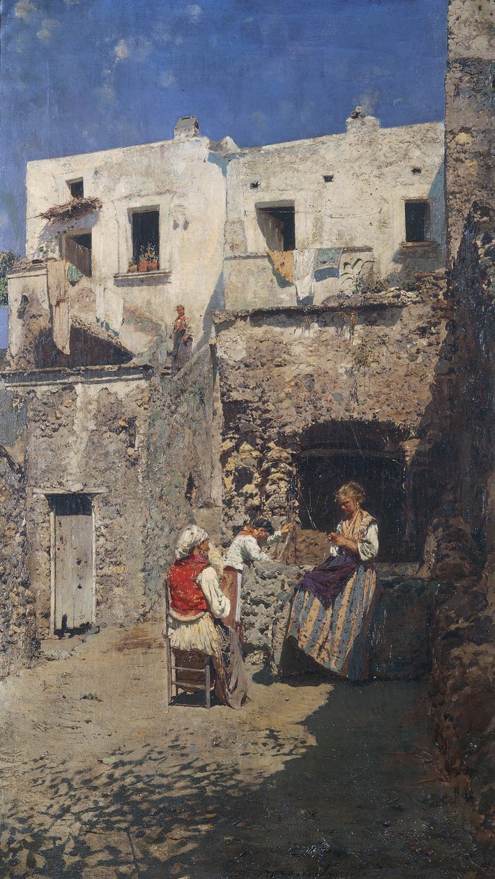 Słońce, Rubens Santoro (1859-1942), olej na desce. Włochy, XX wiek. autorstwa Rubens Santoro