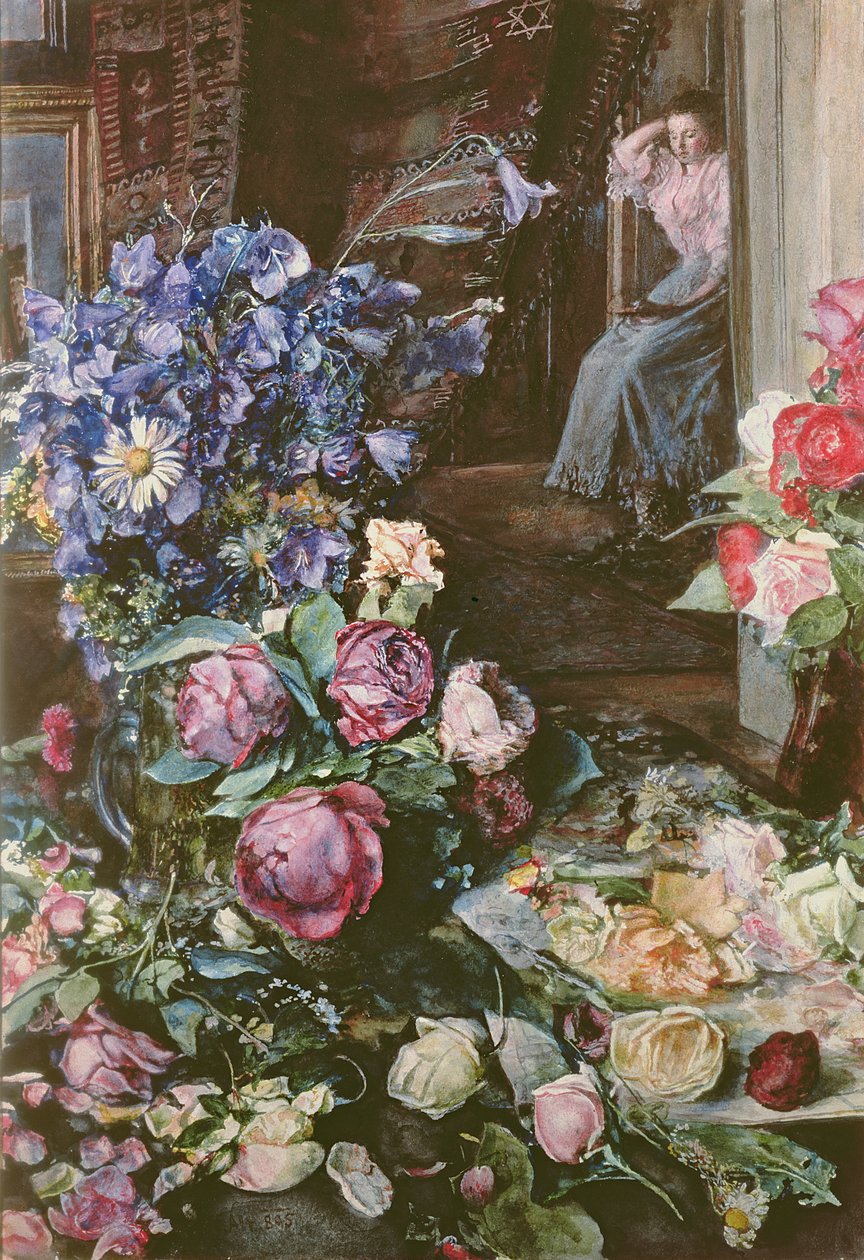 Natiurmortas su Louise Alt fonepoli autorstwa Rudolf von Alt