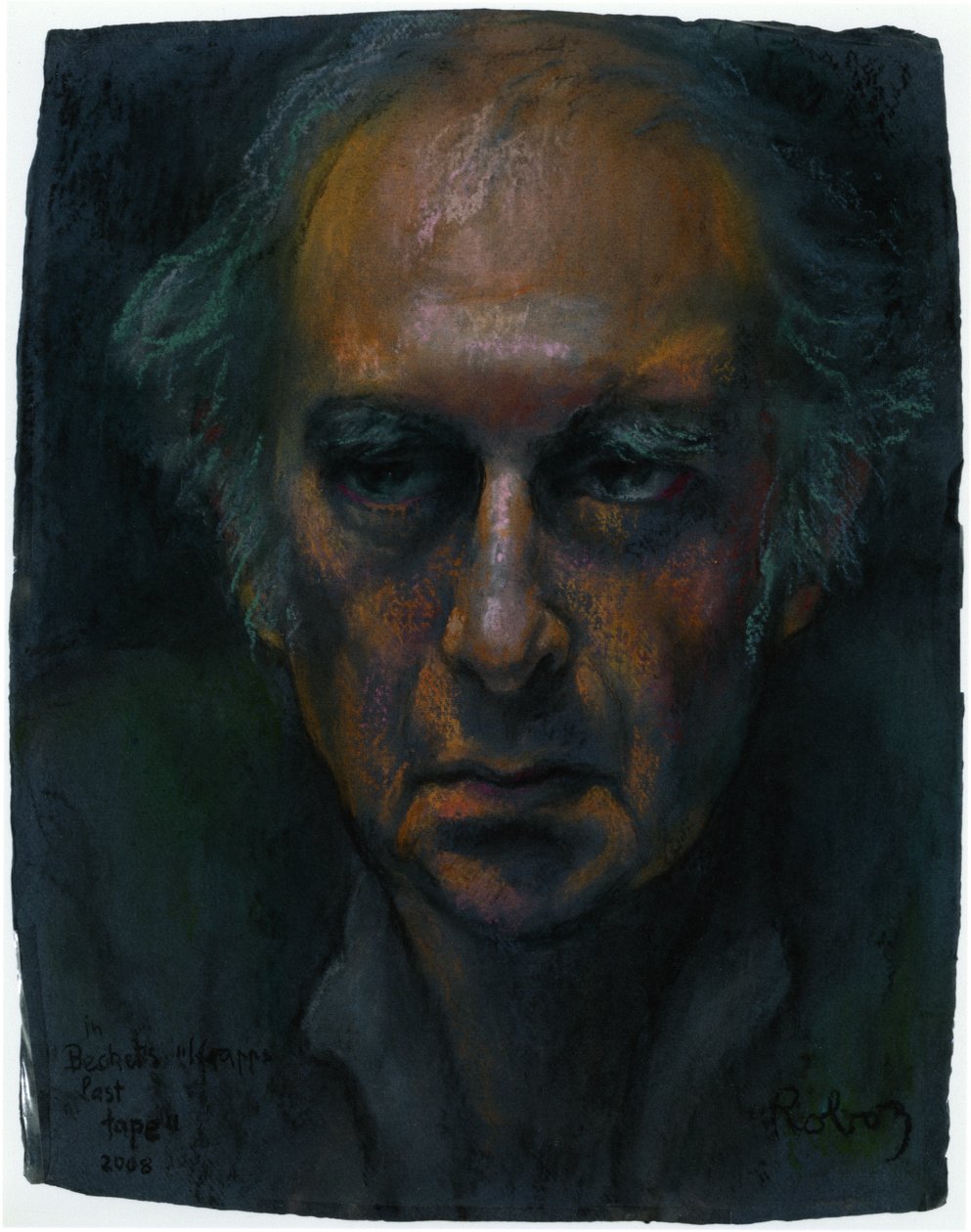 Harold Pinter w jednoaktowym monologu Samuela Becketta Portret Ostatnia taśma Zsuzsiego Roboza w pastelach c autorstwa Rudolf Eichstaedt