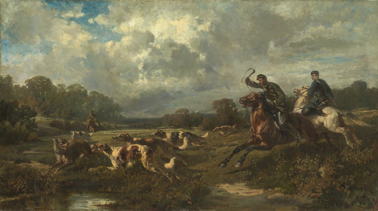 Wielki książę Władimir Aleksandrowicz Rosji 1847-1909 na polowaniu na wilka autorstwa Rudolf Ferdinandovich Frenz