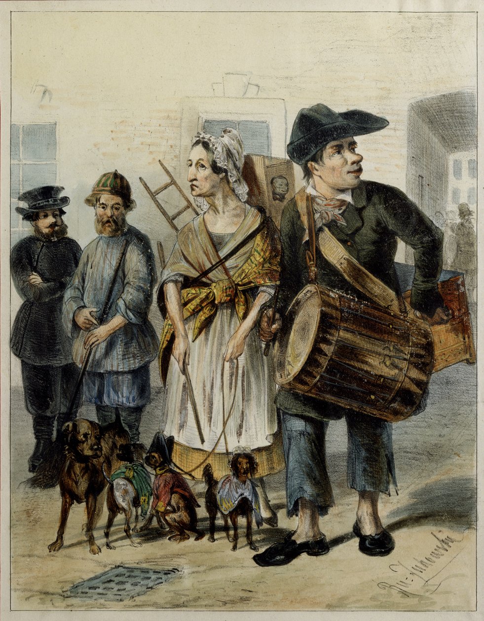 Sługa wyprowadza psy, 1843 autorstwa Rudolf Kasimirovich Zhukovsky