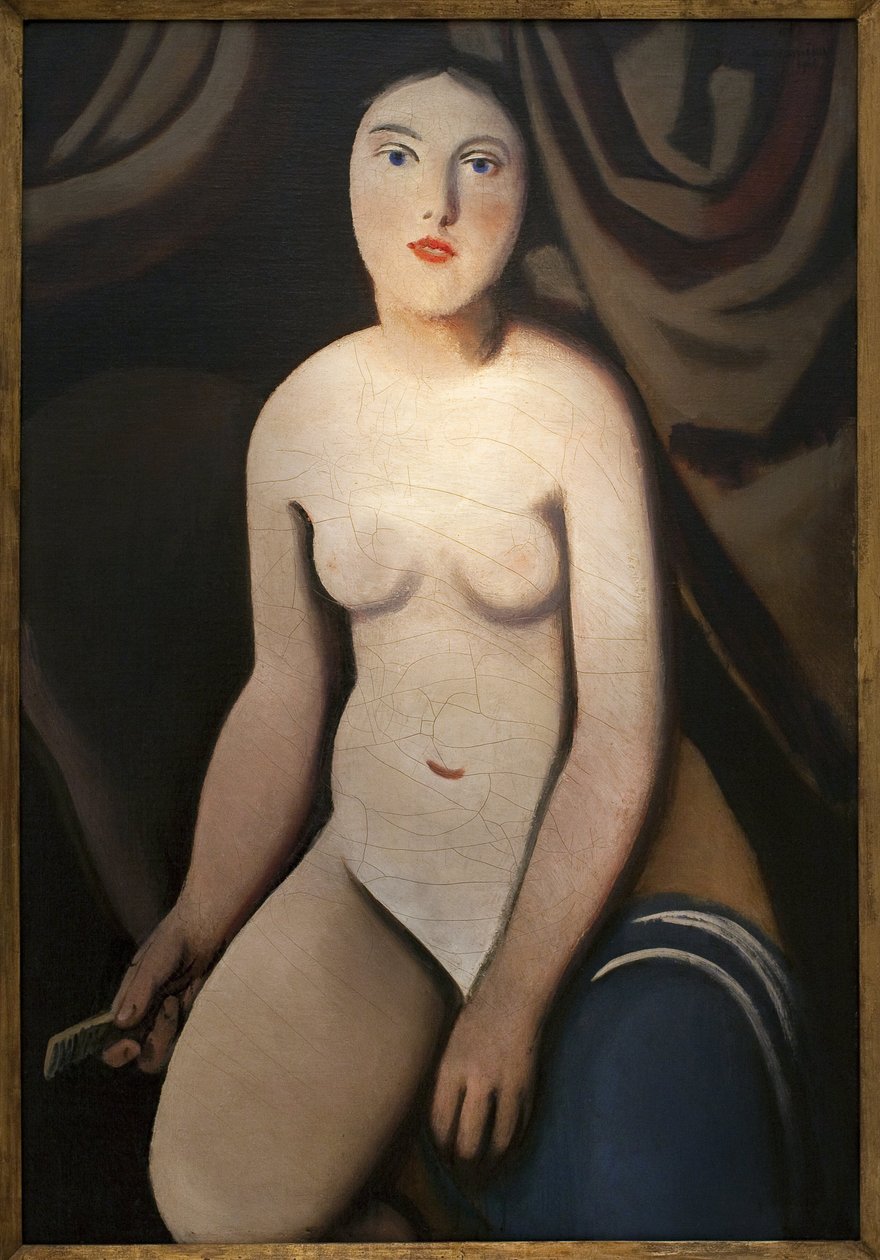 Przed lustrem. Obraz Rudolfa Kremlickiego (1886-1932), olej na płótnie autorstwa Rudolf Kremlicka