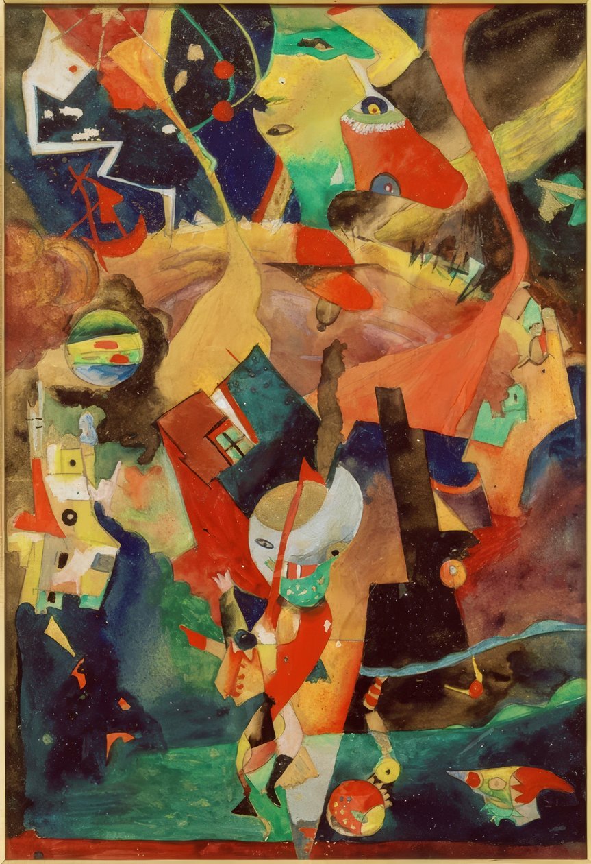 Apokaliptyczny krajobraz z mitycznymi stworzeniami i figurką autorstwa Rudolf Schlichter