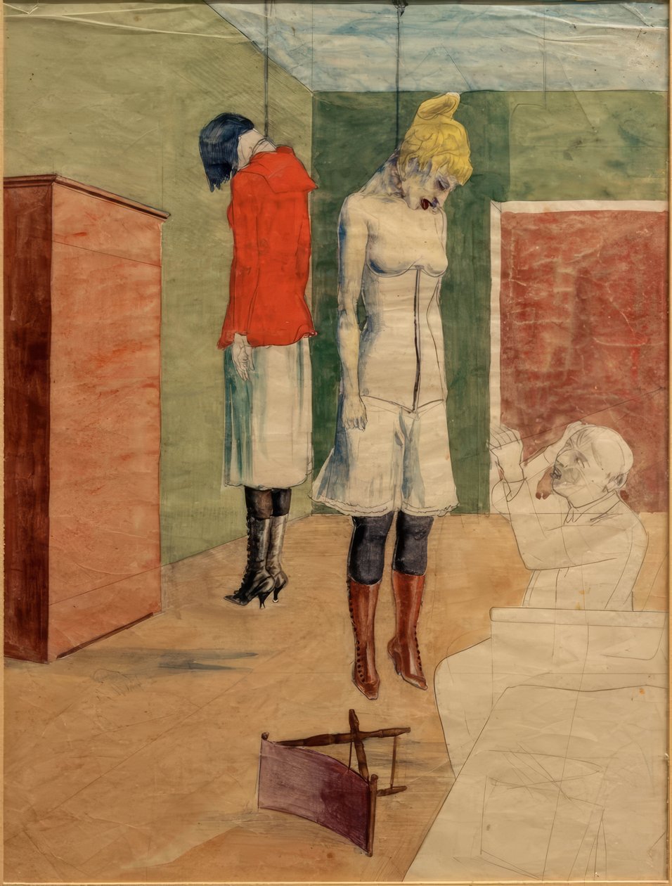 Artysta z dwiema powieszonymi kobietami autorstwa Rudolf Schlichter