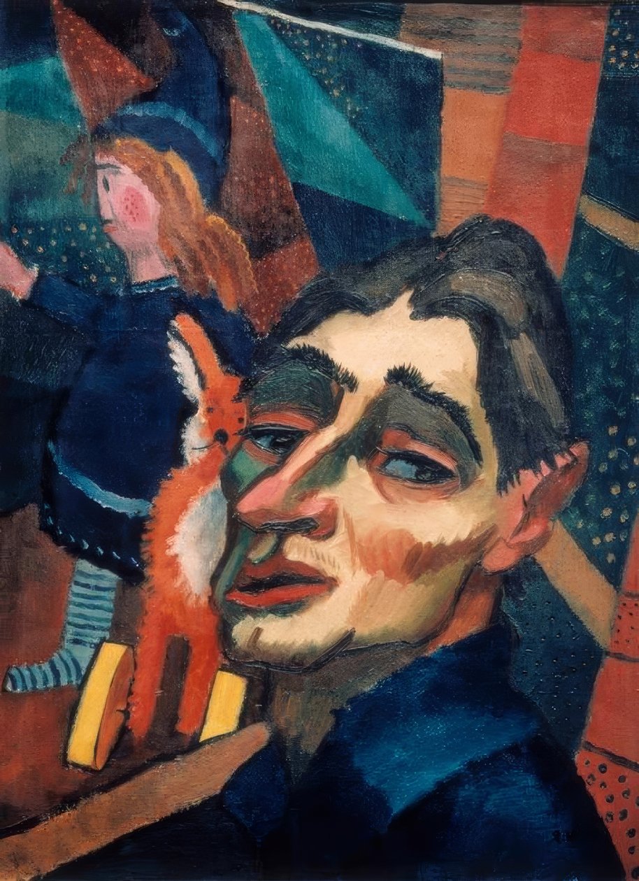 Autoportret z lalką autorstwa Rudolf Wacker