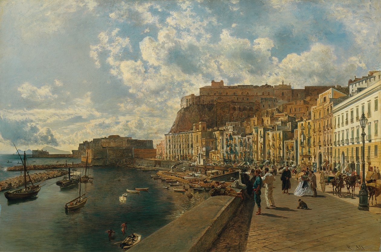 Na plaży Santa Lucia w Neapolu autorstwa Rudolf von Alt