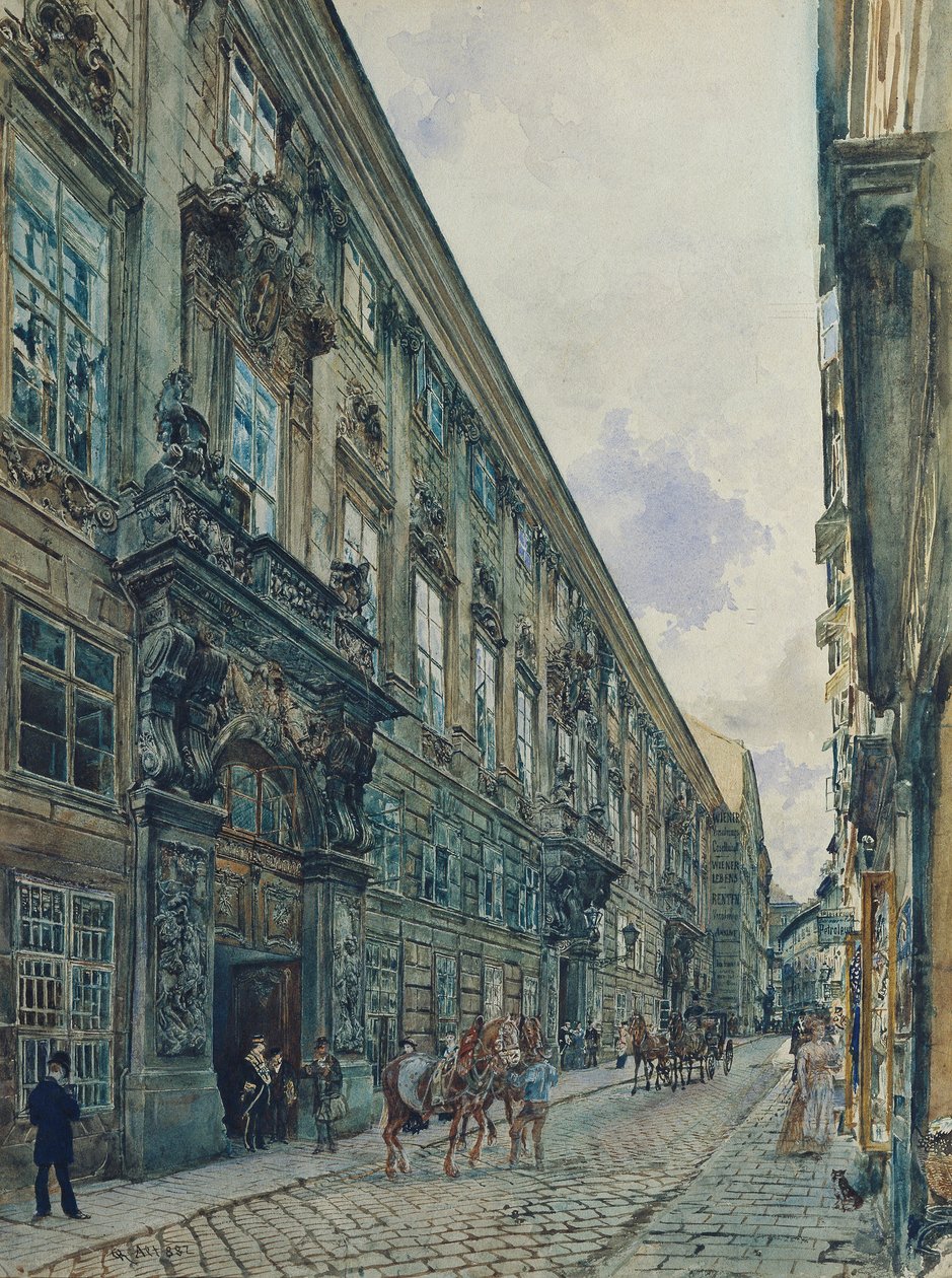 Pałac zimowy księcia Eugeniusza Sabaudzkiego na Himmelpfortgasse w Wiedniu autorstwa Rudolf von Alt
