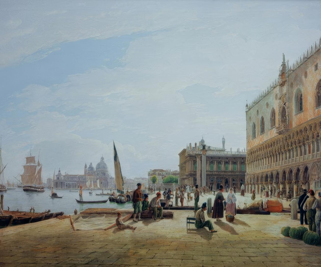 Die Riva degli Schiavoni mit dem Dogenpalast autorstwa Rudolf von Alt
