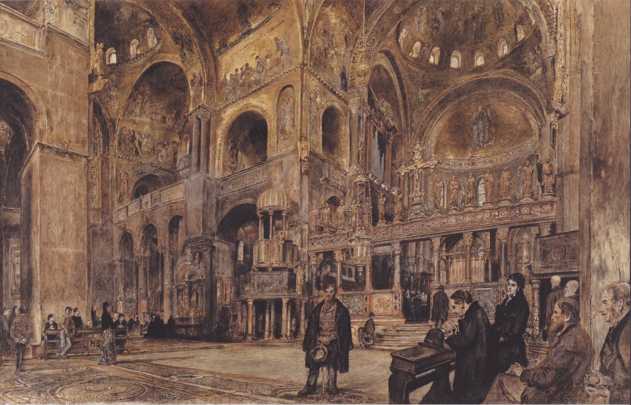 Niemcy: Widok wnętrza kościoła św. Marka w Wenecji autorstwa Rudolf von Alt