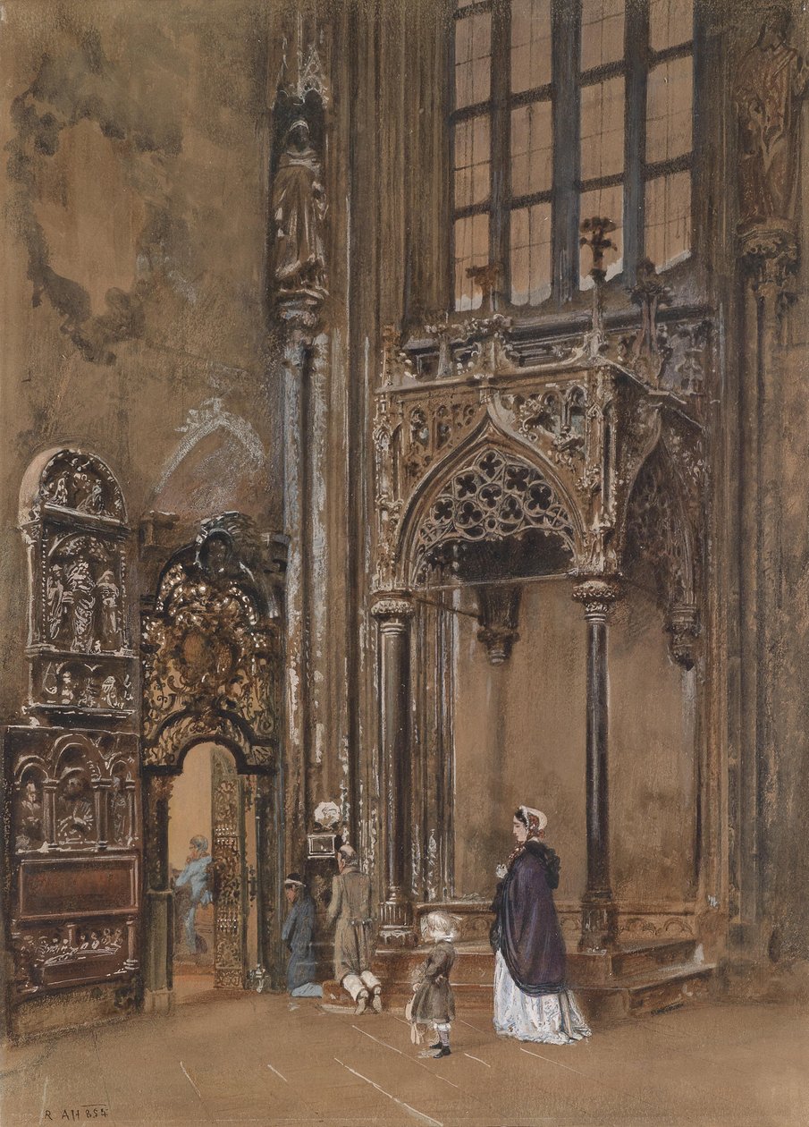 Wewnątrz St. Stephan w Wiedniu autorstwa Rudolf von Alt