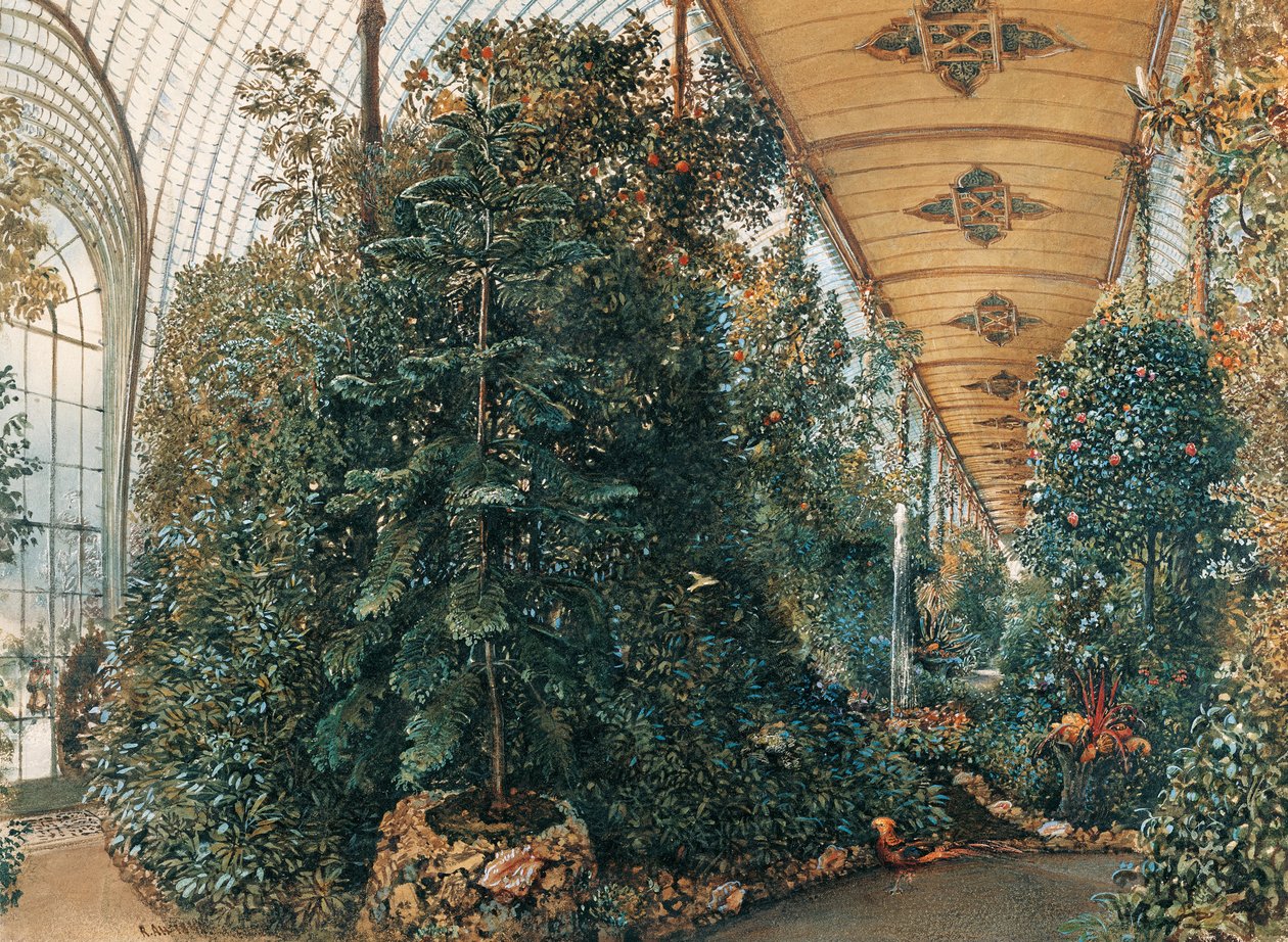 Wnętrze Palmiarni Pałacu Lednice autorstwa Rudolf von Alt