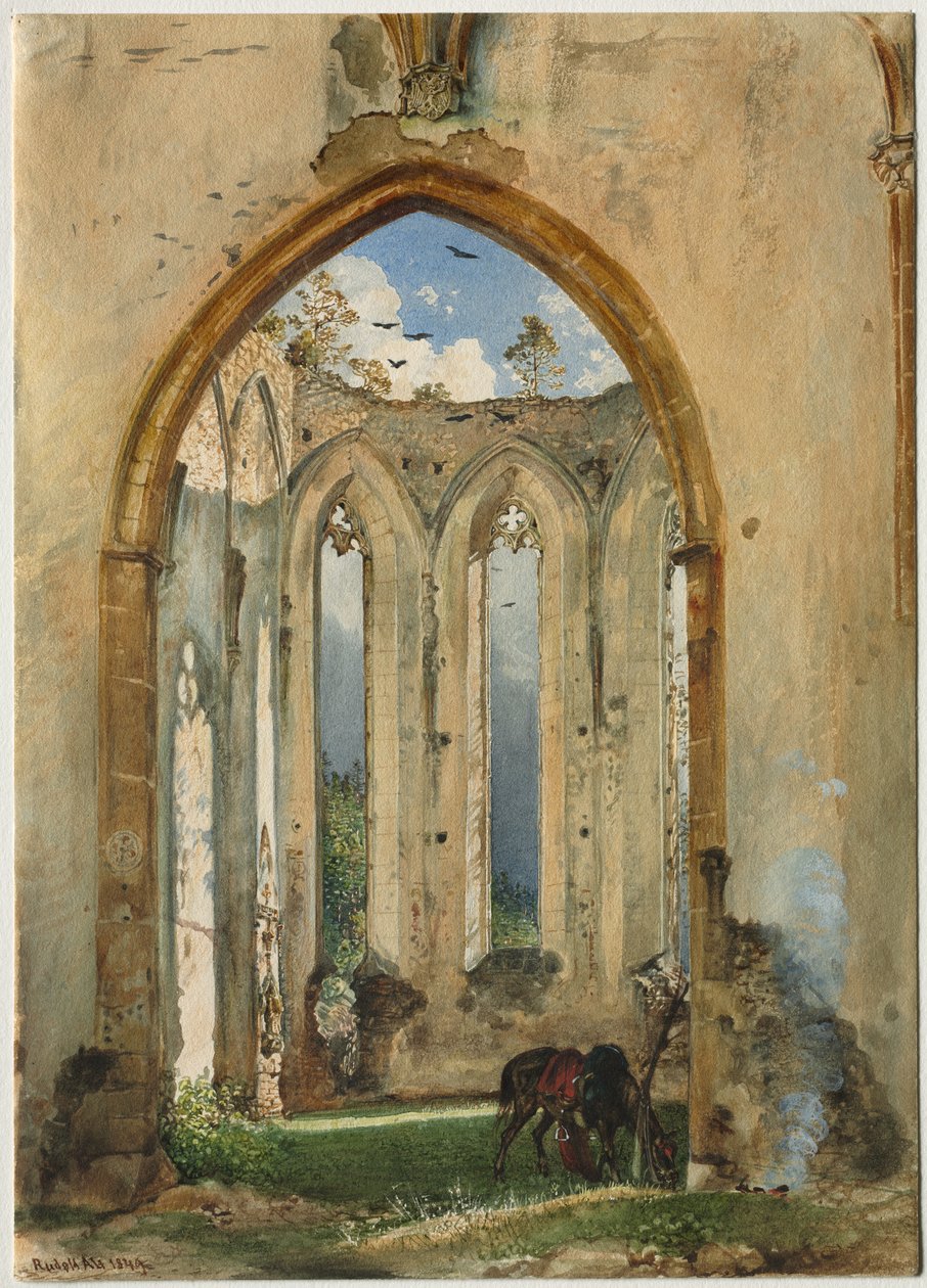 Ruiny kościoła autorstwa Rudolf von Alt