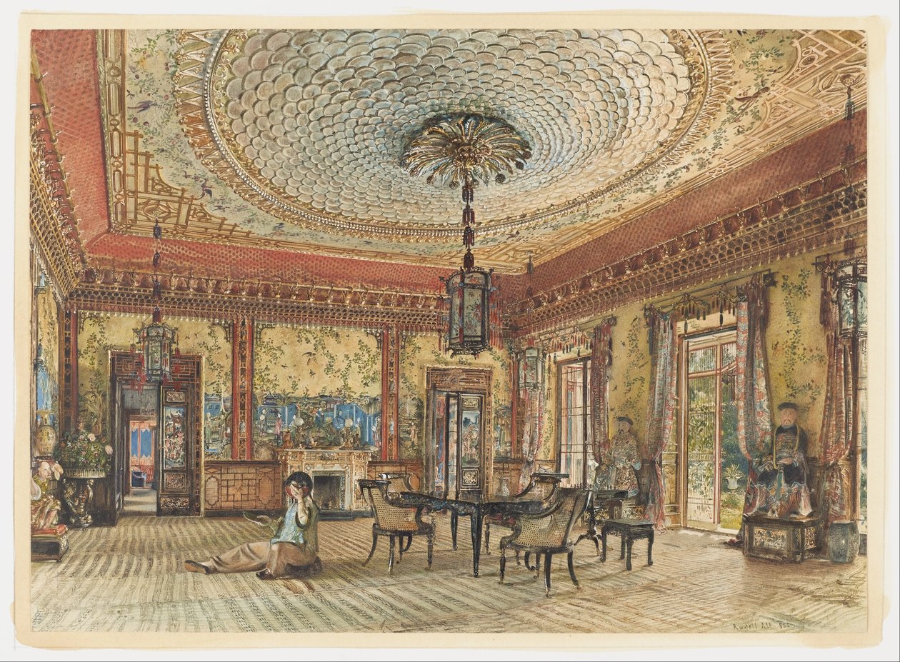 Salon Japoński, Villa Hügel, Hietzing, Wiedeń autorstwa Rudolf von Alt