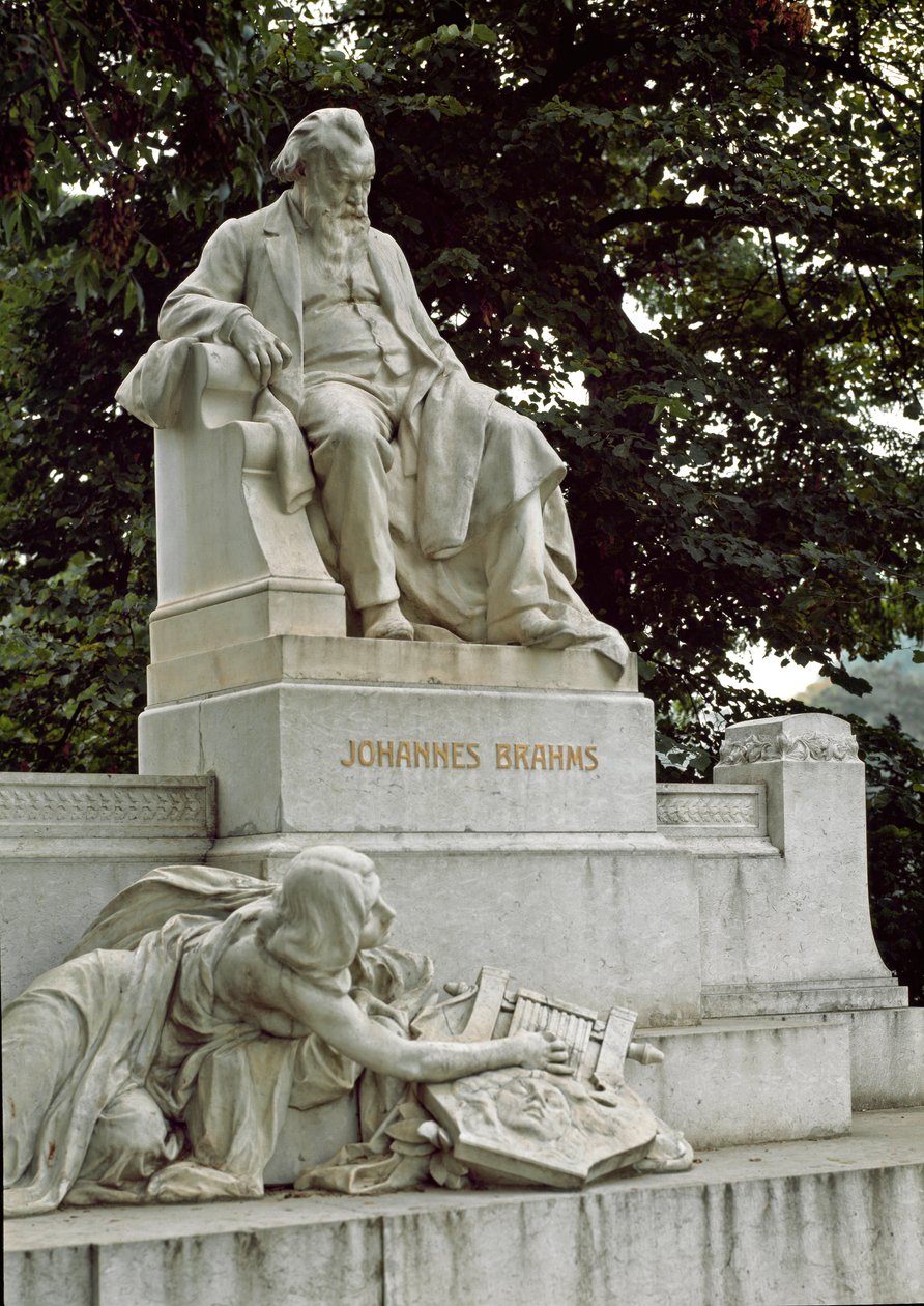 Pomnik ku czci niemieckiego kompozytora Johannesa Brahmsa (1833-1897) wyreżyserowany przez Rudolfa von Weyra (1847-1914). Ressel Park, Wiedeń Austria autorstwa Rudolf von Weyr