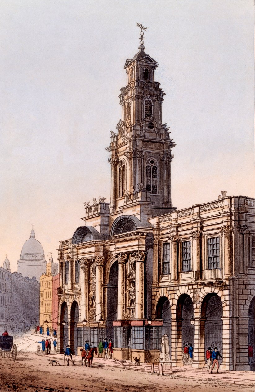 The Royal Exchange, 1816 (akwatinta kolorowa) autorstwa Rudolph Ackermann