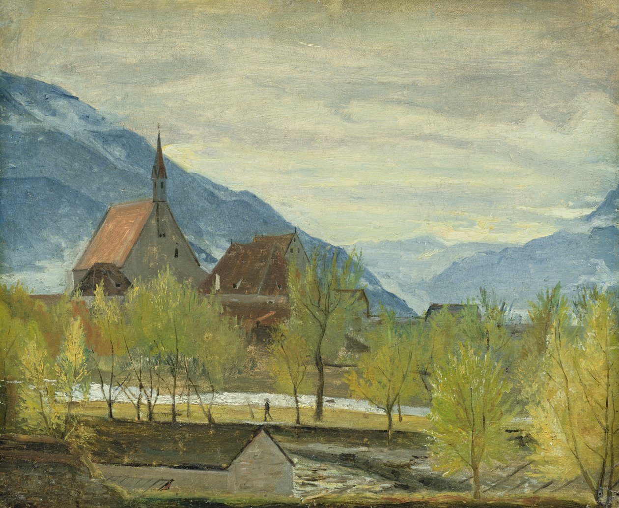 Wczesny śnieg w Merano, 1830-31 (olej na papierze naklejony na karton) autorstwa Rudolph Friedrich Wasmann