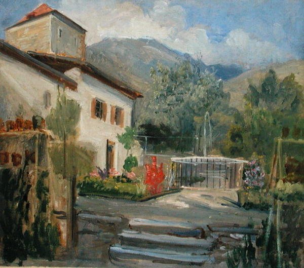 Ogród w Merano, 1840 (olej na płótnie na płycie) autorstwa Rudolph Friedrich Wasmann