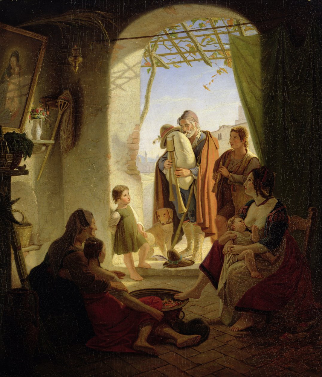 Neapolitański dudziarz w zimowym Rzymie, 1833 autorstwa Rudolph Friedrich Wasmann