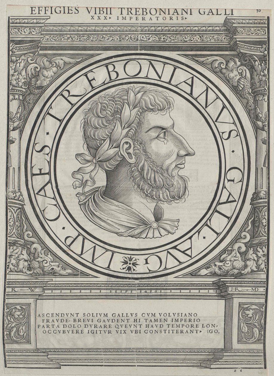 Cesarz rzymski Trebonianus Gallus (druk) autorstwa Rudolph Wyssenbach