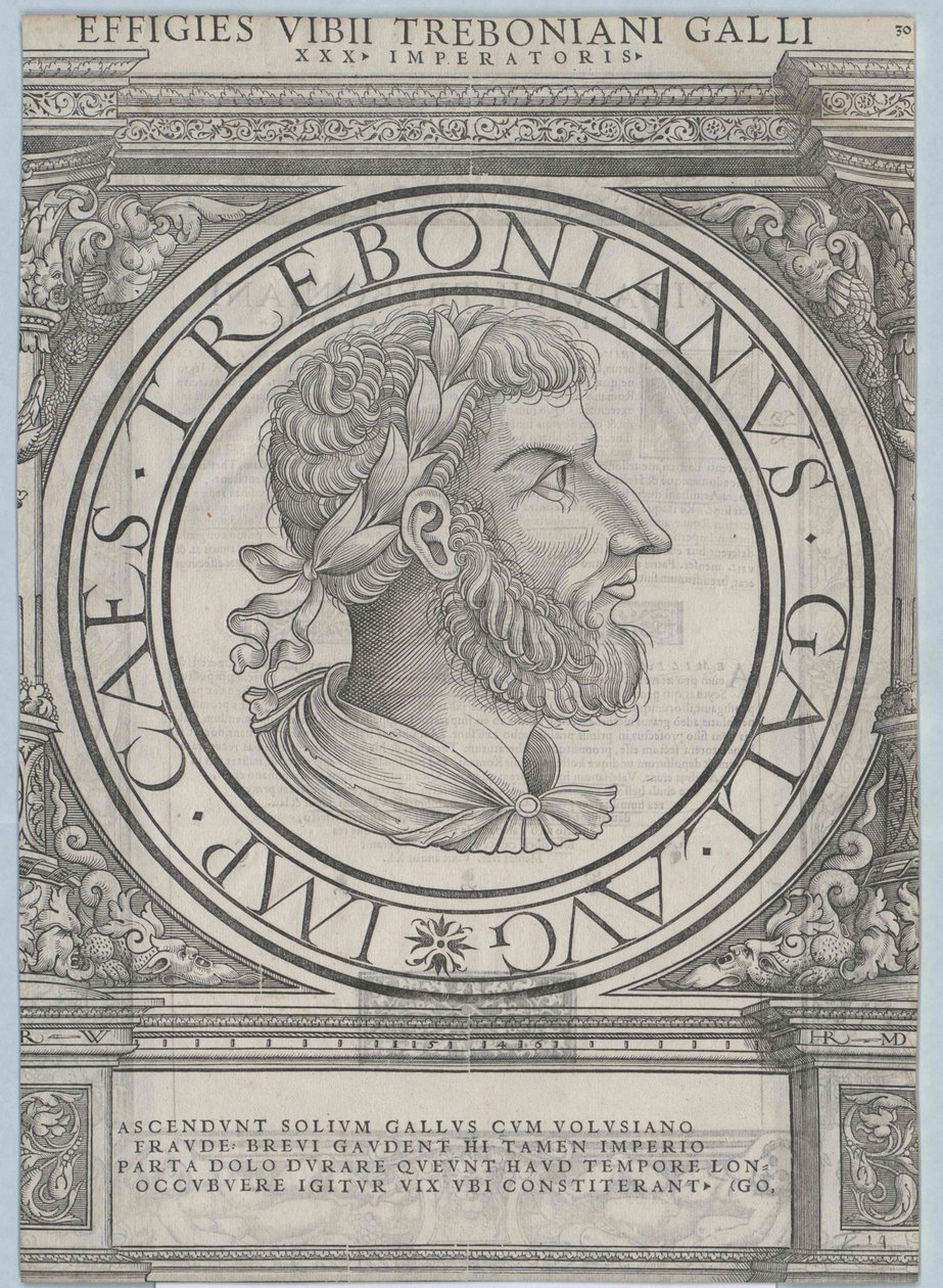 Cesarz rzymski Trebonianus Gallus (druk) autorstwa Rudolph Wyssenbach