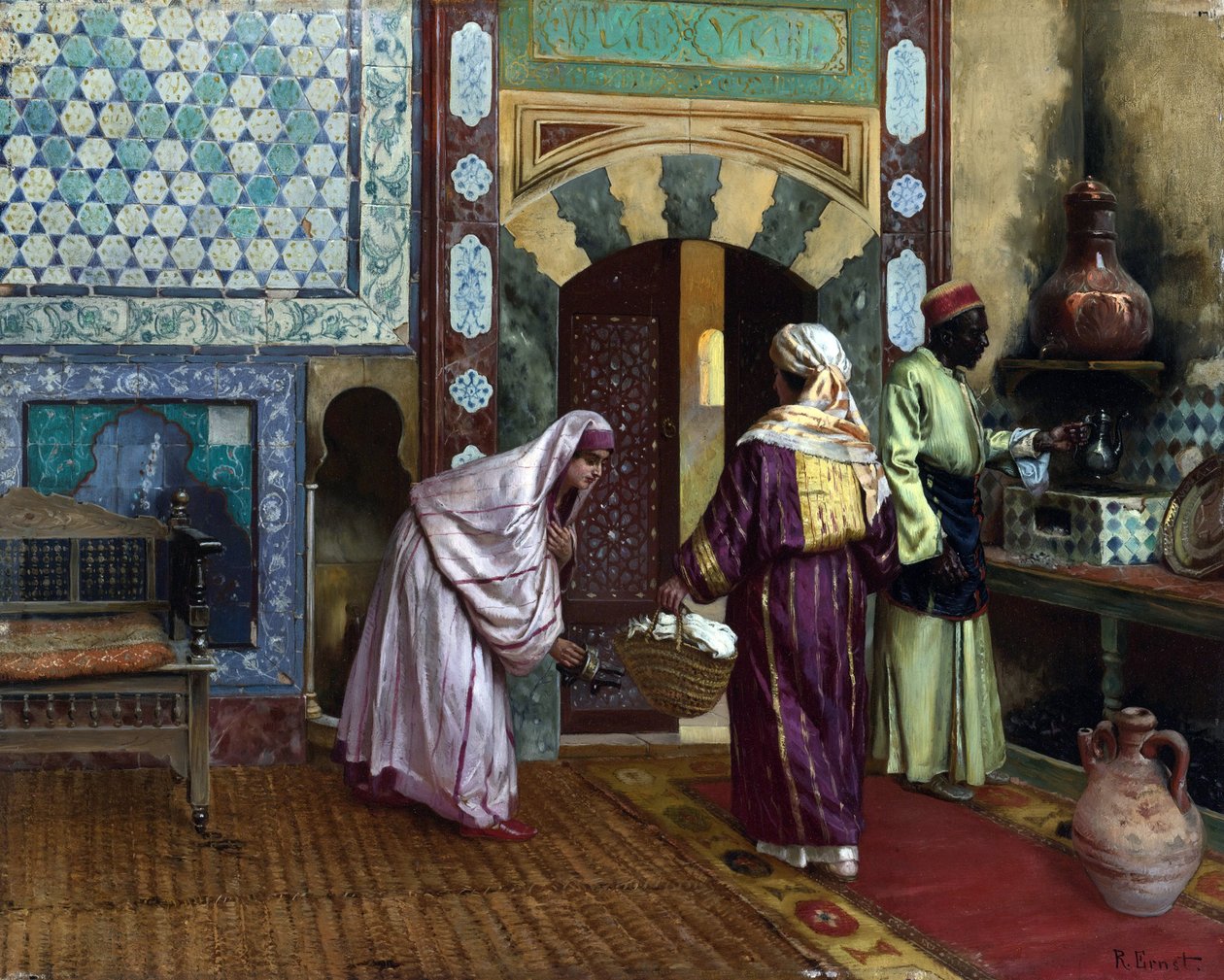 W Hammamie par Ernst, Rudolf (1854-1932), - Olej na płótnie, 48,8x60,9 - Kolekcja prywatna autorstwa Rudolphe Ernst