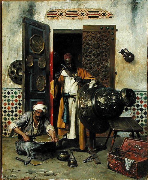 Metal Worker, ok. 1888 (olej na panelu) autorstwa Rudolphe Ernst