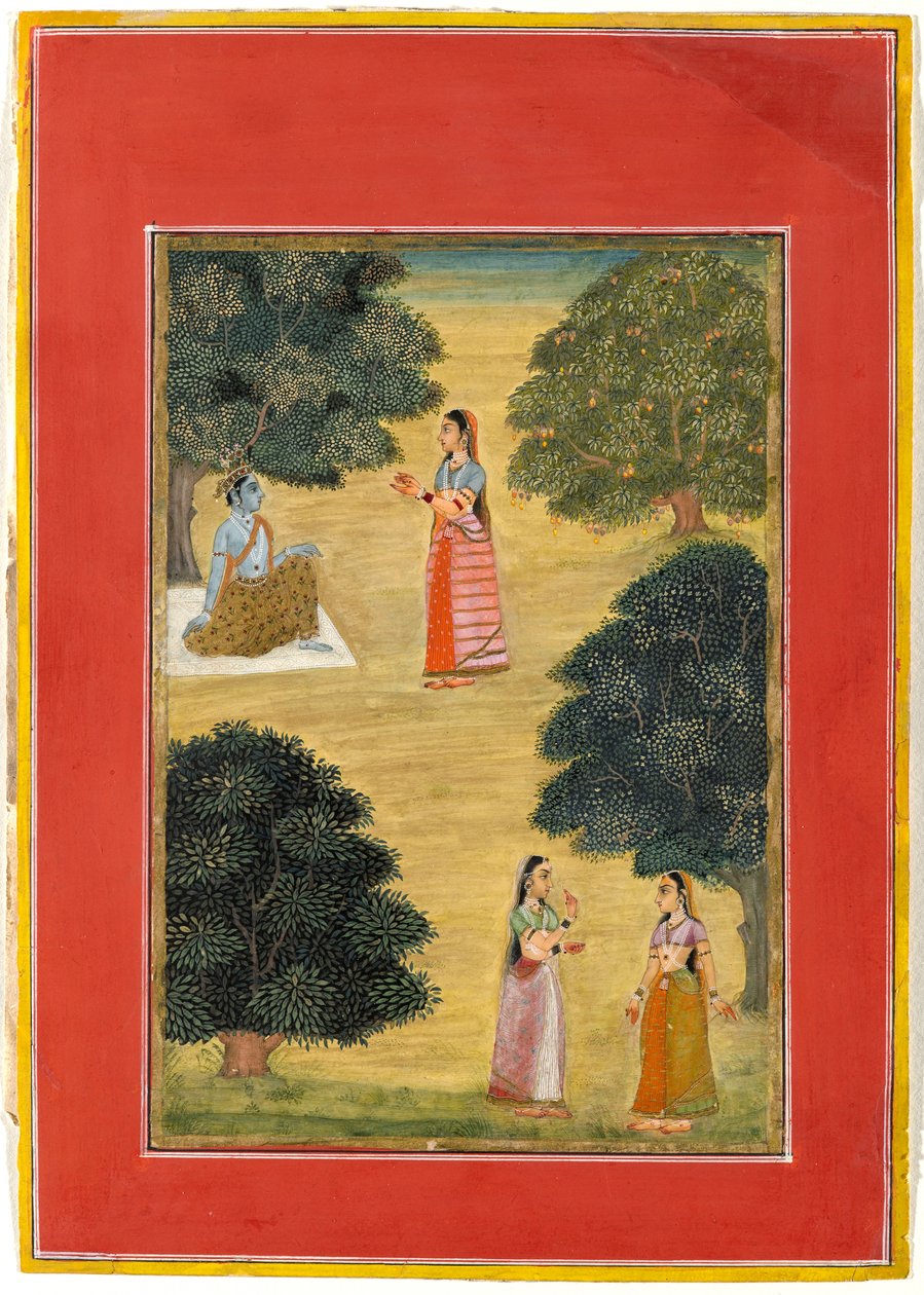 Kryszna i Radha, 1684 (nieprzezroczysta toaleta na papierze) autorstwa Ruknudin of Bikaner