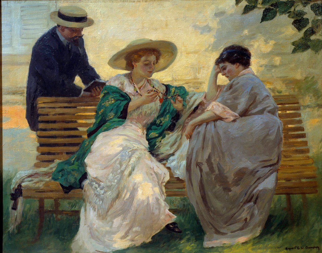 Dobra zabawa: „Rozmowa”” Grupa mieszczan czytająca na ławce – Rupert Bunny (1864-1947) 1885 autorstwa Rupert Charles Wolston Bunny