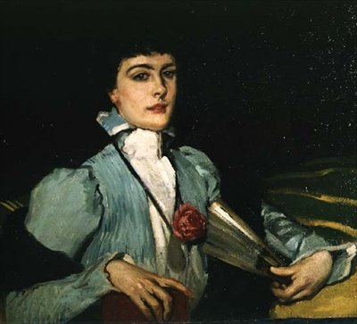 Portret żony artysty z wachlarzem autorstwa Rupert Charles Wolston Bunny