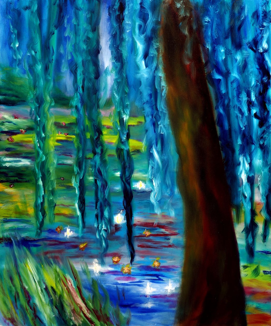 Monet Ogród japoński w Giverny, prawy panel, 2024 (olej na płótnie) autorstwa Ruslana Levandovska