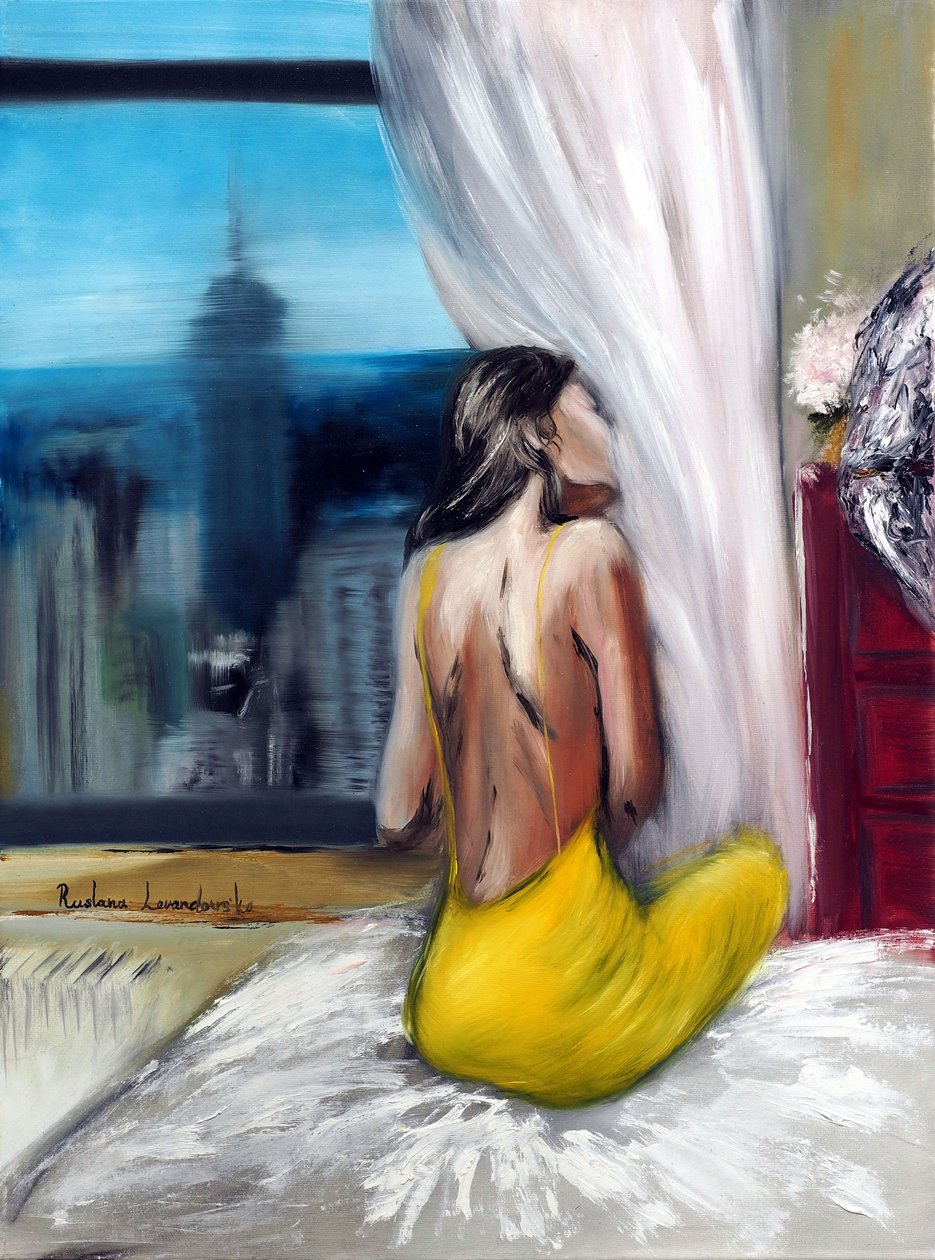 Pillow Talk, 2022 (olej na płótnie) autorstwa Ruslana Levandovska