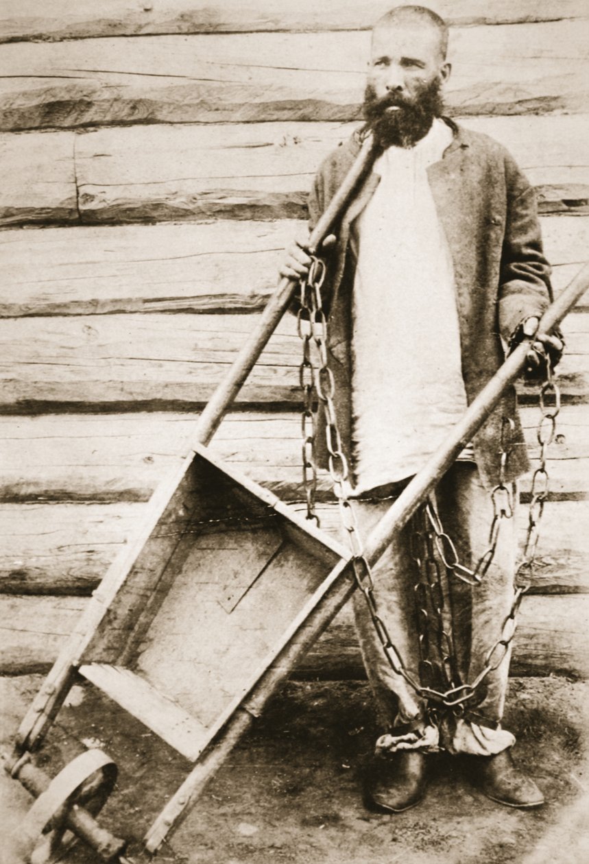 Skazany na Syberii, ok. 1890 (zdjęcie w sepii) autorstwa Russian Photographer