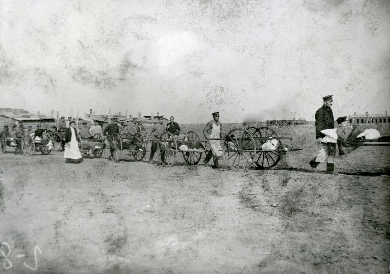 Transport rannych, wojna rosyjsko-japońska, 1904 autorstwa Russian Photographer