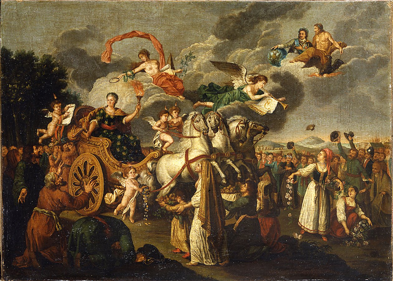 Katarzyna II podróż przez Rosję, 1787 autorstwa Russian School
