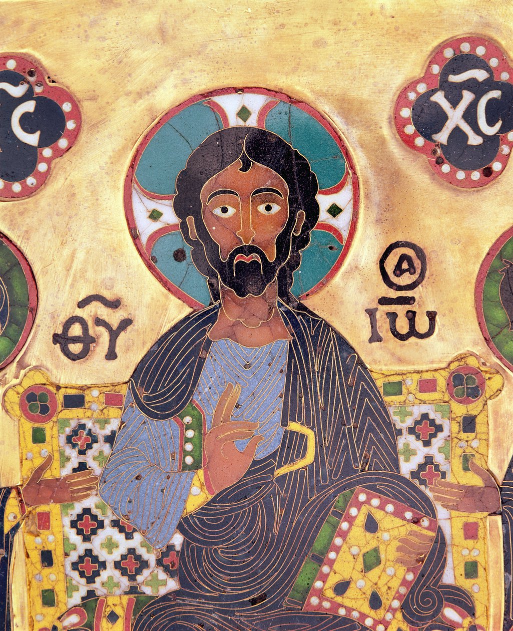 Chrystus na tronie (emalia cloisonne) autorstwa Russian School