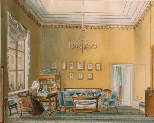 Wnętrze Domu Boratyńskich w Moskwie, lata 30. XIX wieku autorstwa Russian School