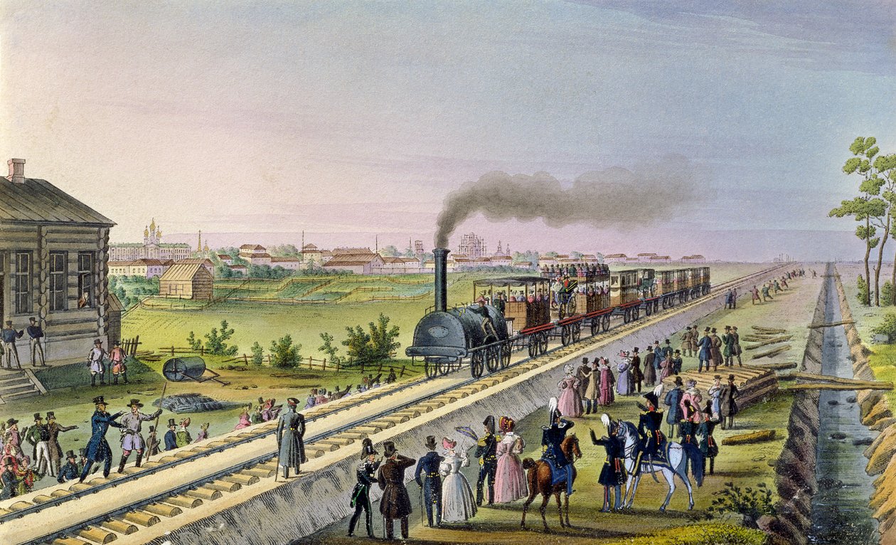 Otwarcie pierwszej linii kolejowej z Carskiego Sioła do Pawłowska w 1837 r. autorstwa Russian School