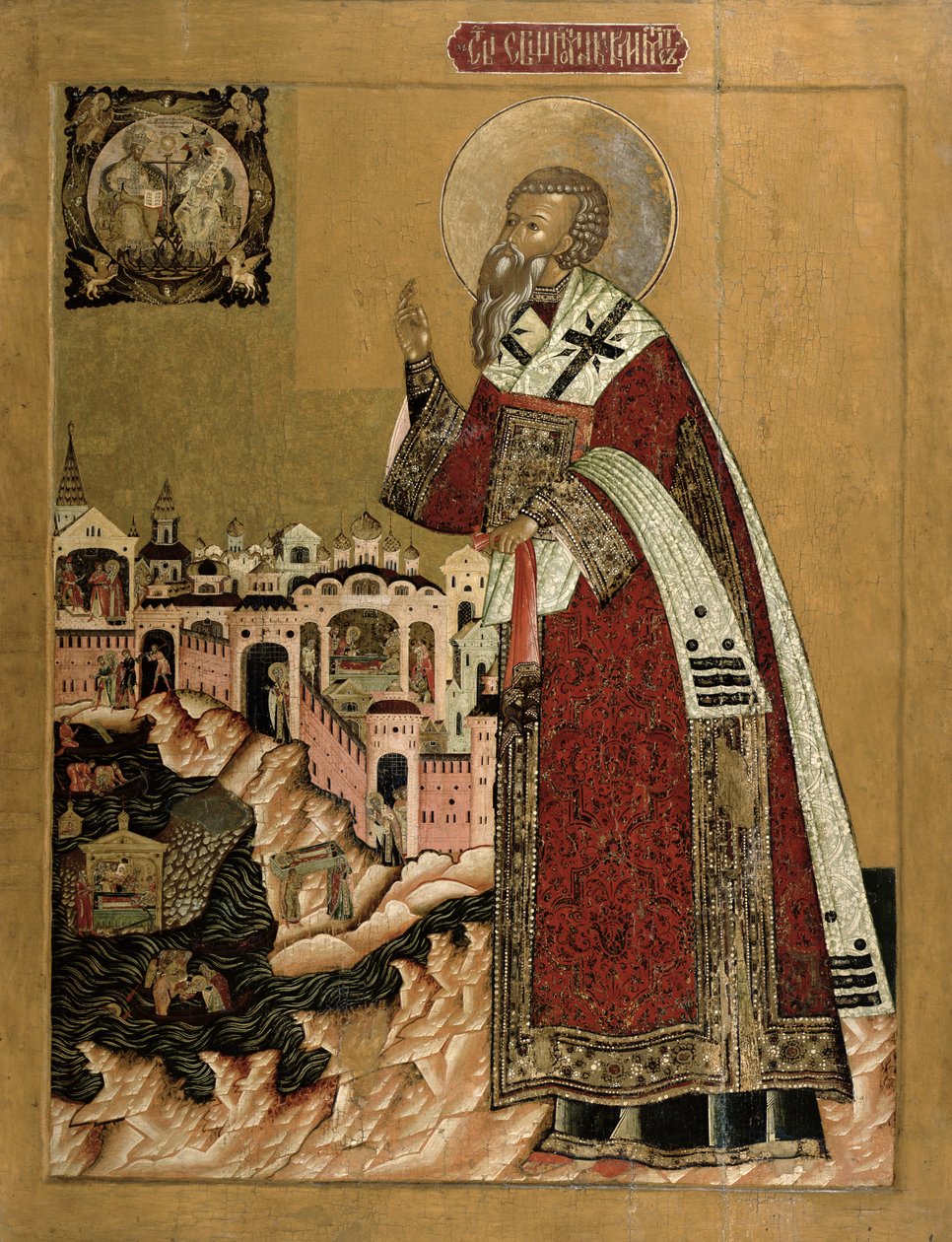 Papież Klemens ze scenami z jego życia (tempera na desce) autorstwa Russian School