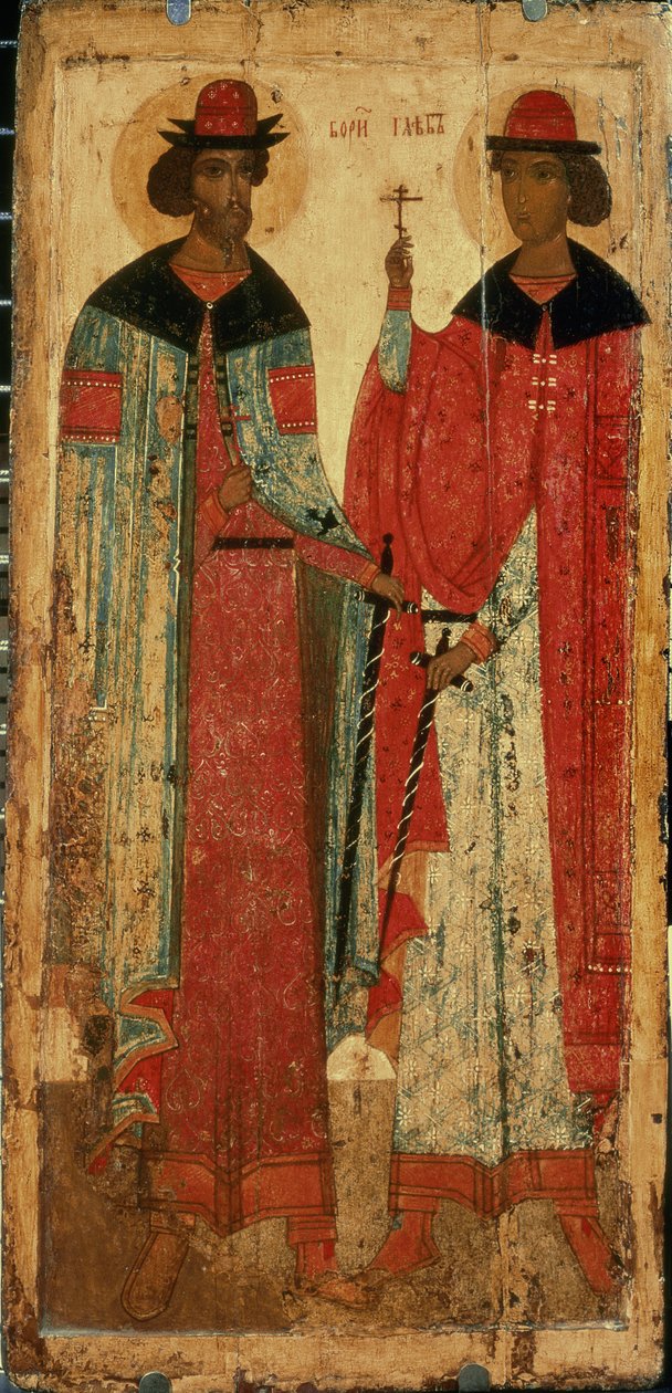 Św. Borys i Gleb, Moskwa, I poł. XIV w. (tempera na desce) autorstwa Russian School