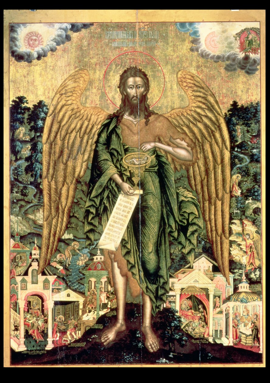 Św. Jan Chrzciciel, Anioł Puszczy (tempera na panelu) autorstwa Russian School