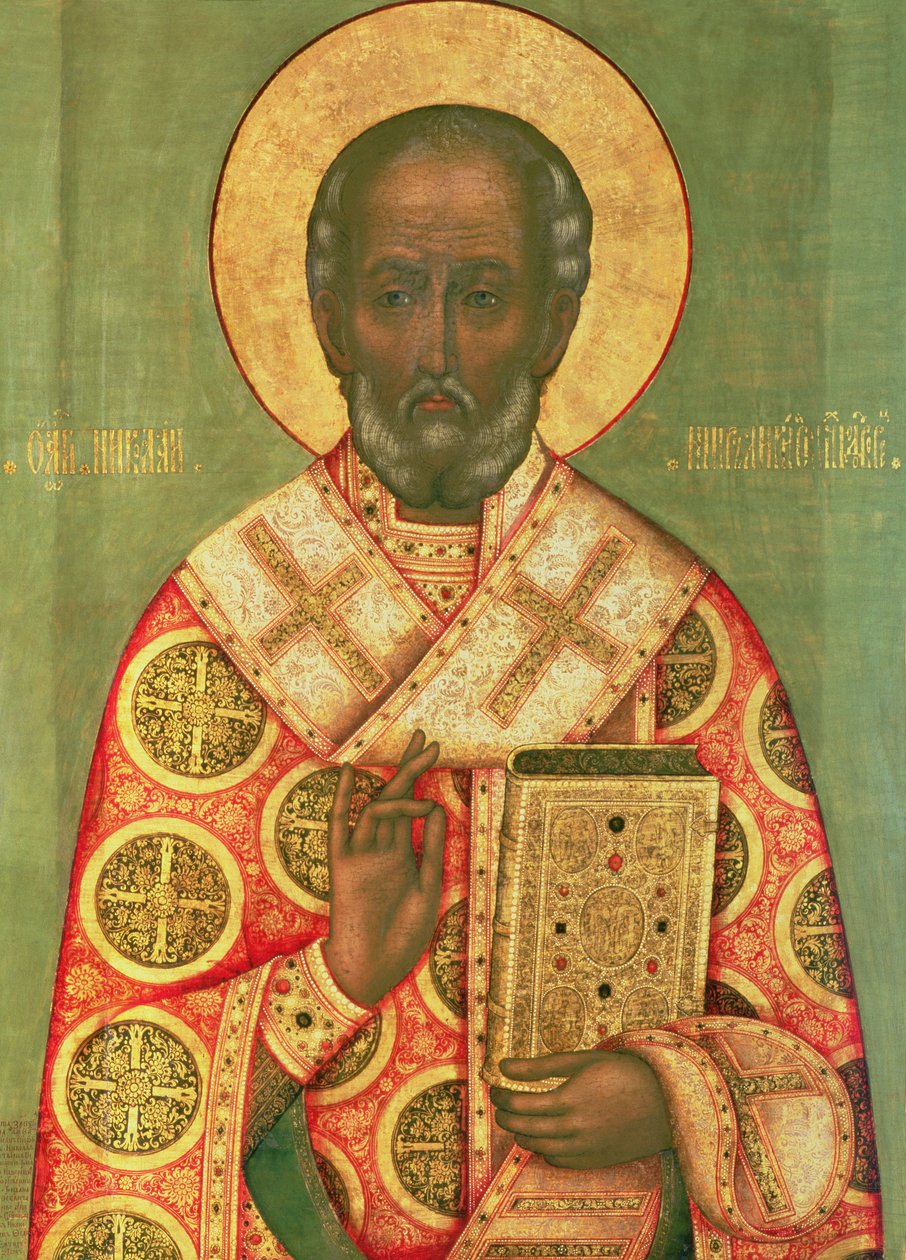 Św. Mikołaj, Szkoła Moskiewska (tempera na panelu) autorstwa Russian School