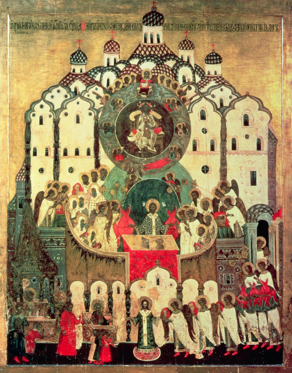 Zgromadzenie Aniołów (tempera na panelu) autorstwa Russian School